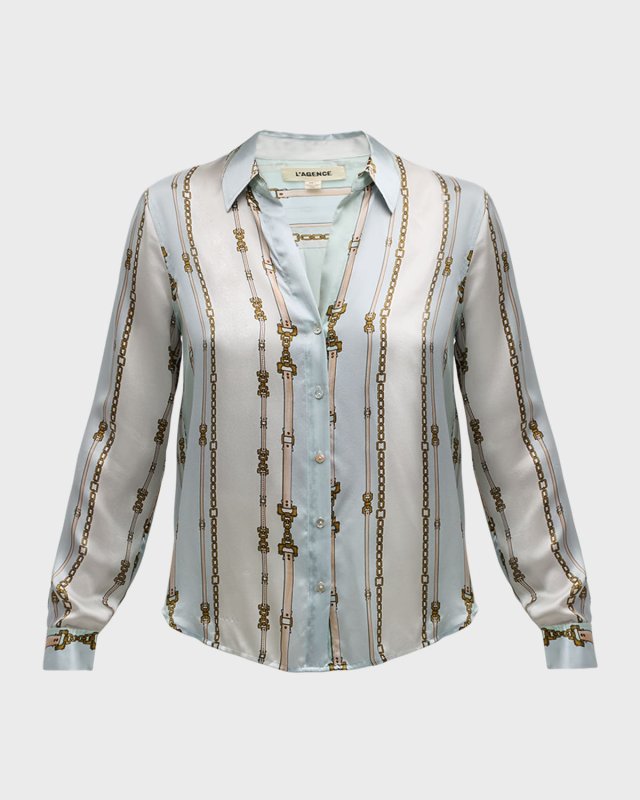 Tyler Multi-Striped Belt Silk Blous